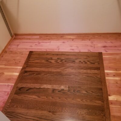   Saratago “after” -  custom red oak floor installation with a cedar border, master bedroom approx 200 square feet. 