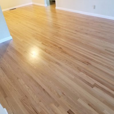 Sunnyvale residential, dining & living rooms: Install 375 square feet red oak hardwood flooring; remove 25-year old  carpeting and repair 125 square foot flooring and repair, sand, and coat with three finishes  