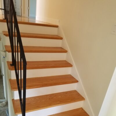 Different view-point: refinished and stained beautiful red oak stairs. Sunnyvale home.