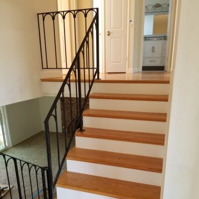 Refinished and stained beautiful red oak stairs.