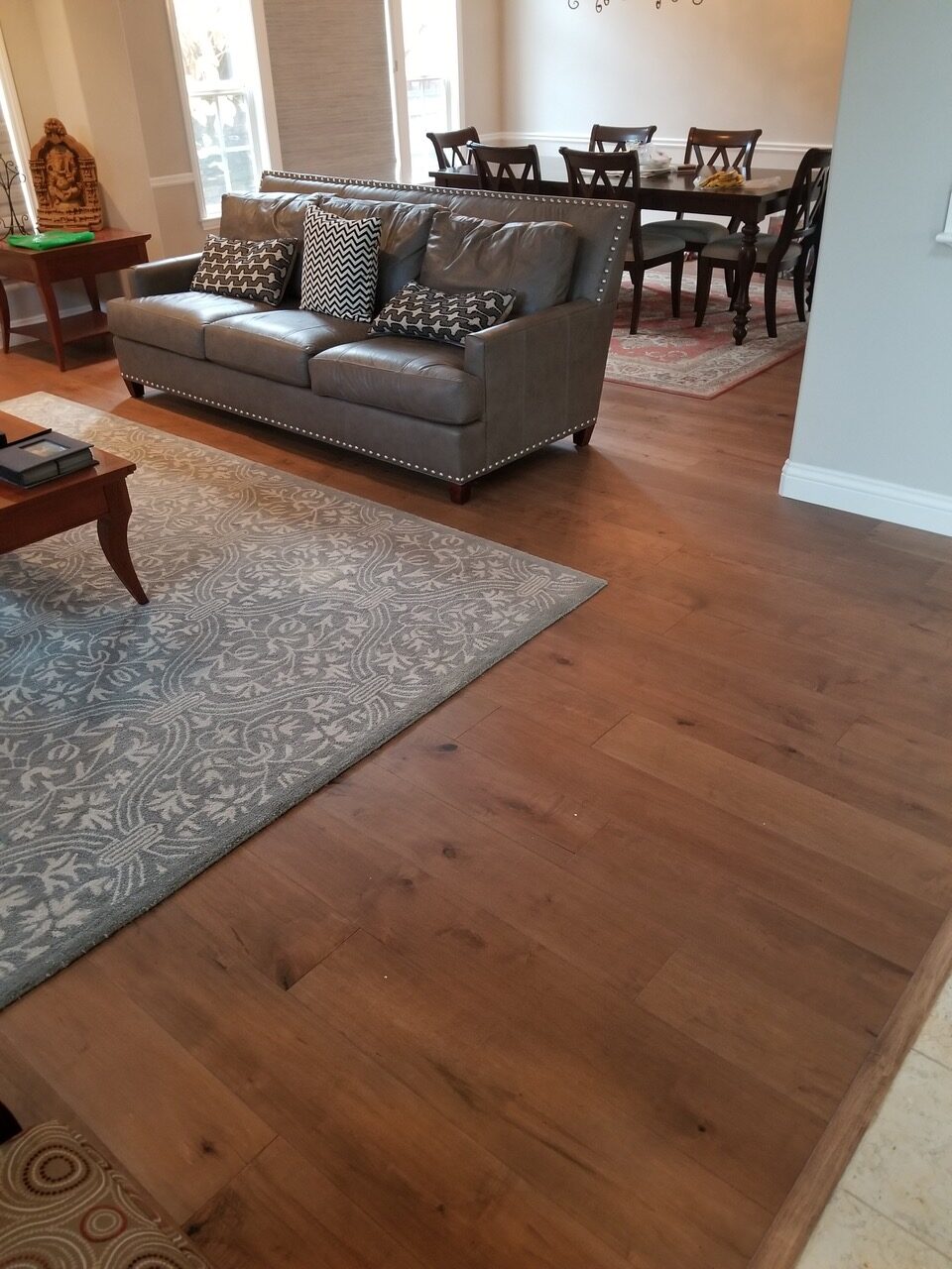 A refinished hardwood floor. 